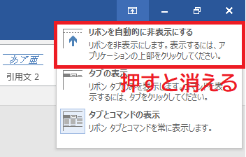 リボンを自動的に非表示にするの画像